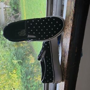 Women's Van's size 5.5. Brand new. Black with white polka dots. Worn 3times.